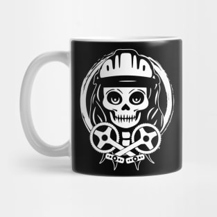 Bike Messenger Skull and Crossed Peddles White Logo Mug